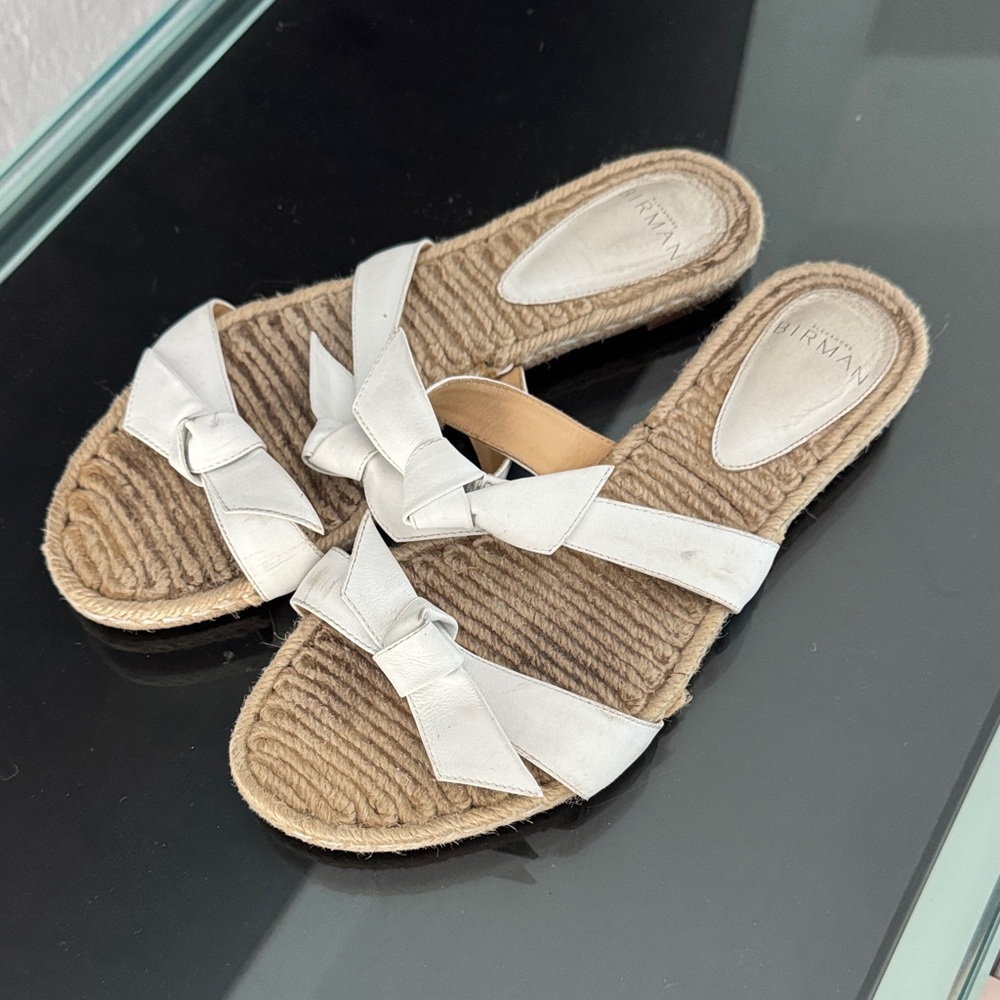 Alexandre Birman White Espadrille Slides
